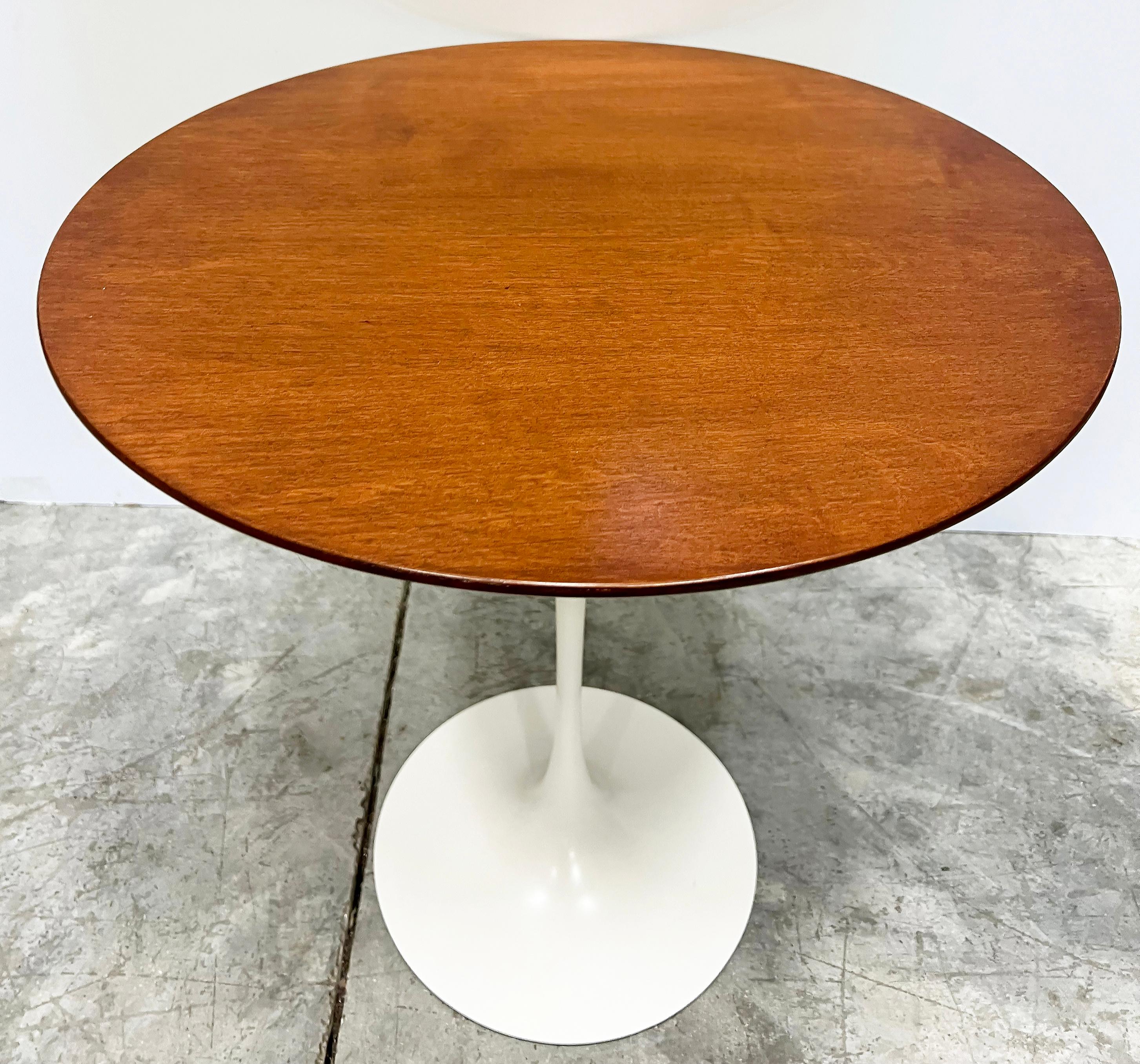 Mid-Century Modern 1960s Eero Saarinen Walnut Tulip Side Table,  Label,  Refinished