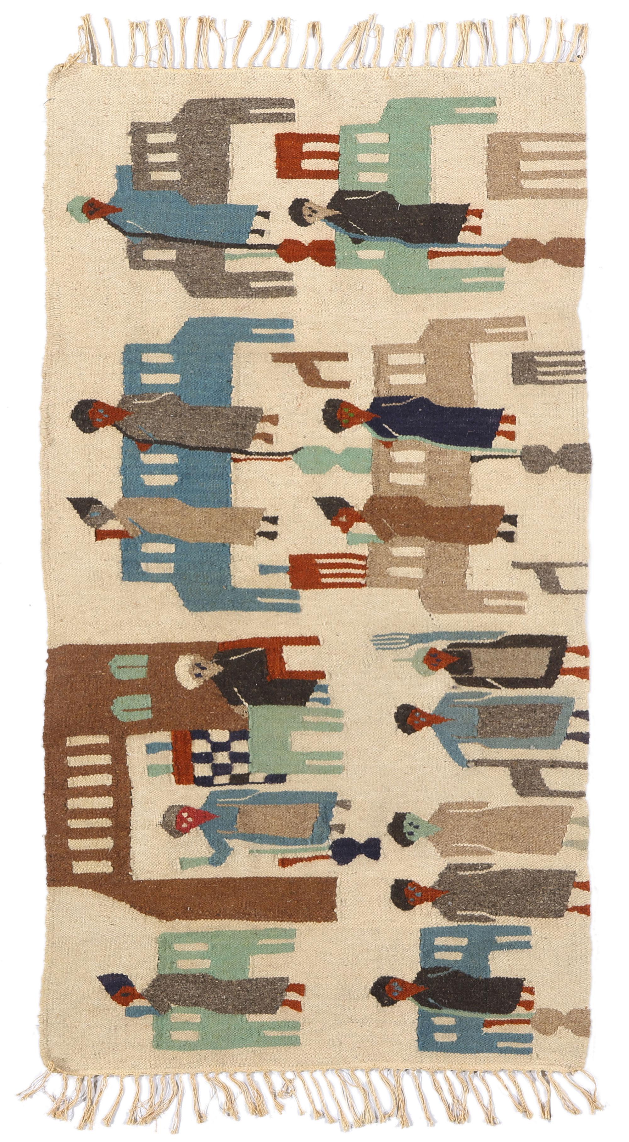 Rug & Kilim egiziano degli anni '60 con scena urbana in vendita 2