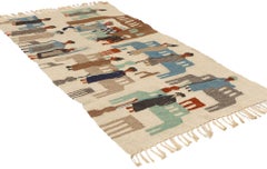 1960's Egyptian Pictorial Kilim Tapestry Rug with Urban Scene