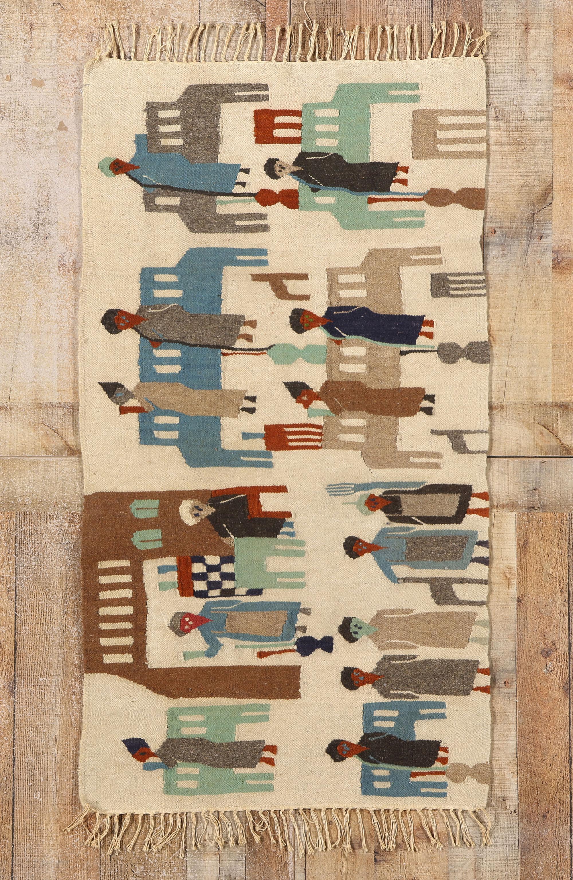 Rug & Kilim egiziano degli anni '60 con scena urbana in vendita 1