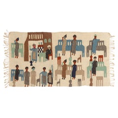 Rug & Kilim egiziano degli anni '60 con scena urbana