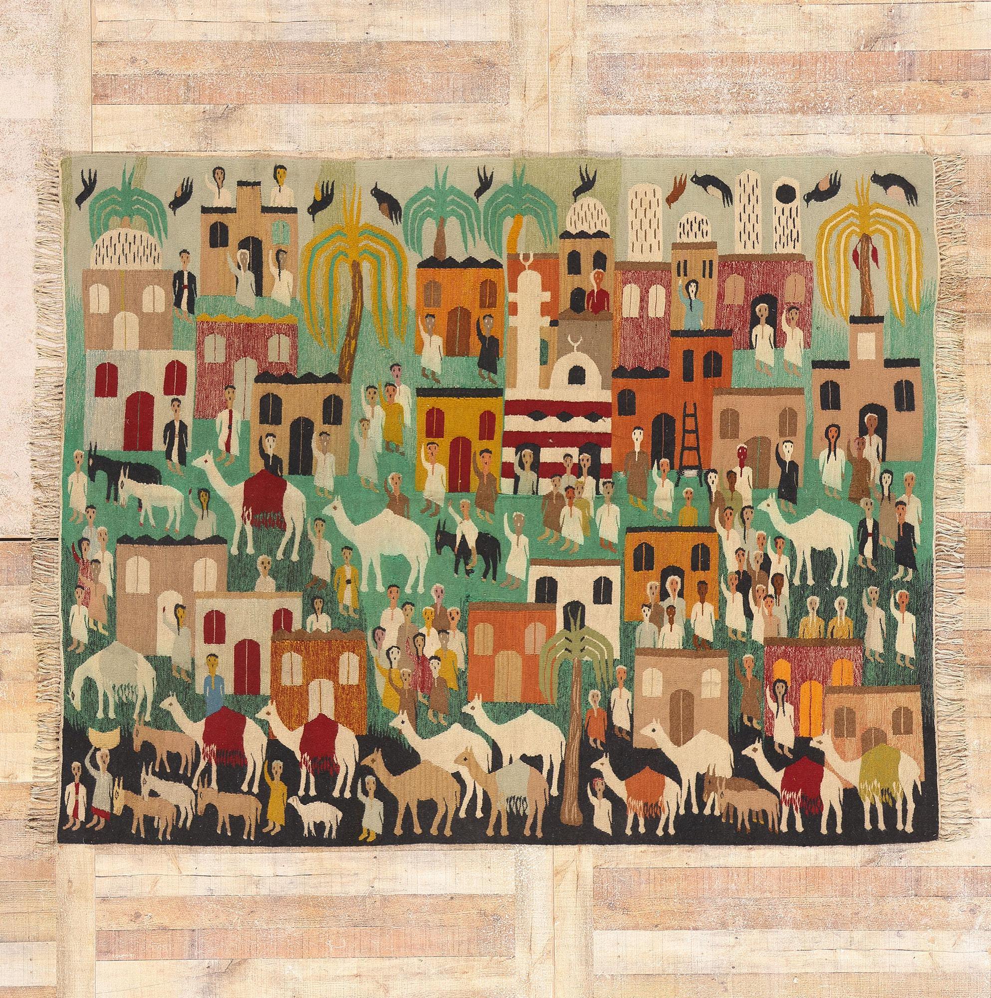 1960's Egyptian Tapestry from Ramses Wissa Wassef Art Center in Harrania For Sale 4