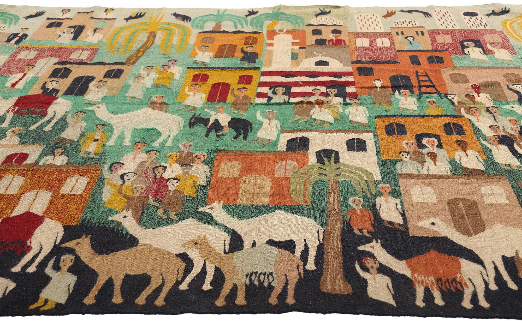 Hand-Woven 1960's Egyptian Tapestry from Ramses Wissa Wassef Art Center in Harrania For Sale