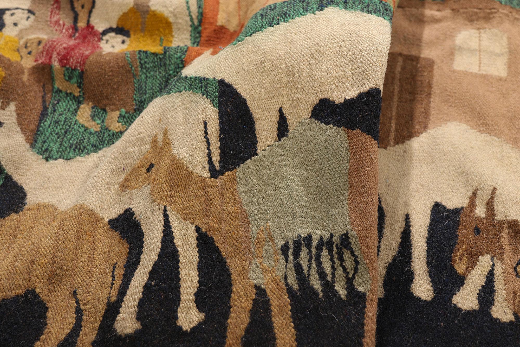 Wool 1960's Egyptian Tapestry from Ramses Wissa Wassef Art Center in Harrania For Sale