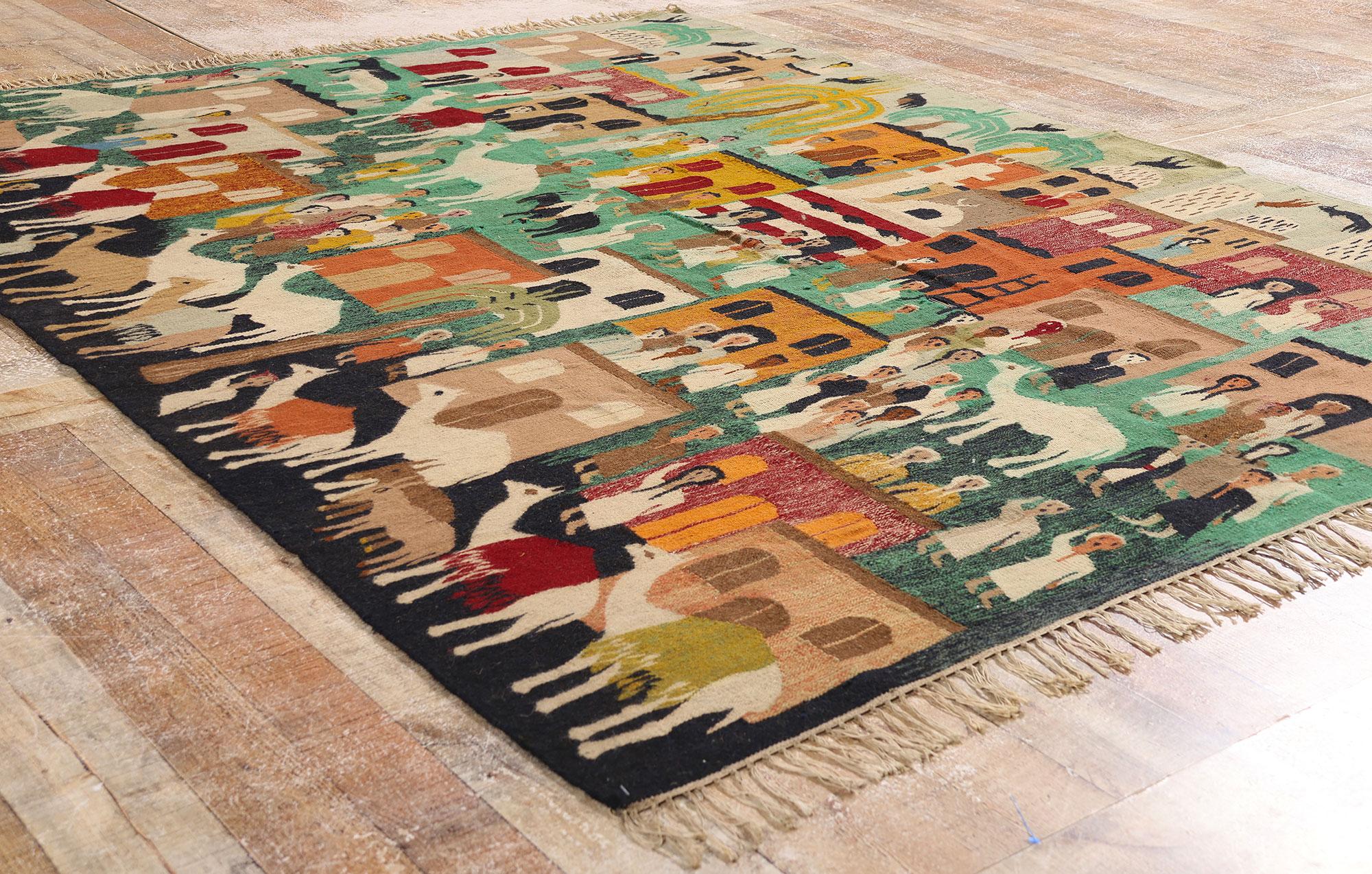 1960's Egyptian Tapestry from Ramses Wissa Wassef Art Center in Harrania For Sale 2