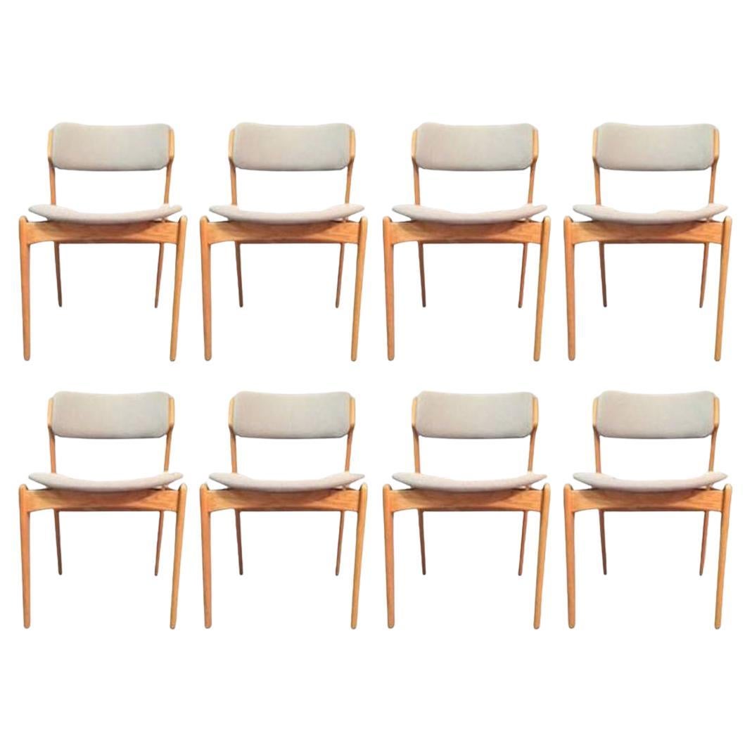 1960s Eight Fully Restored Customizable Erik Buch  Oak Dining Chairs