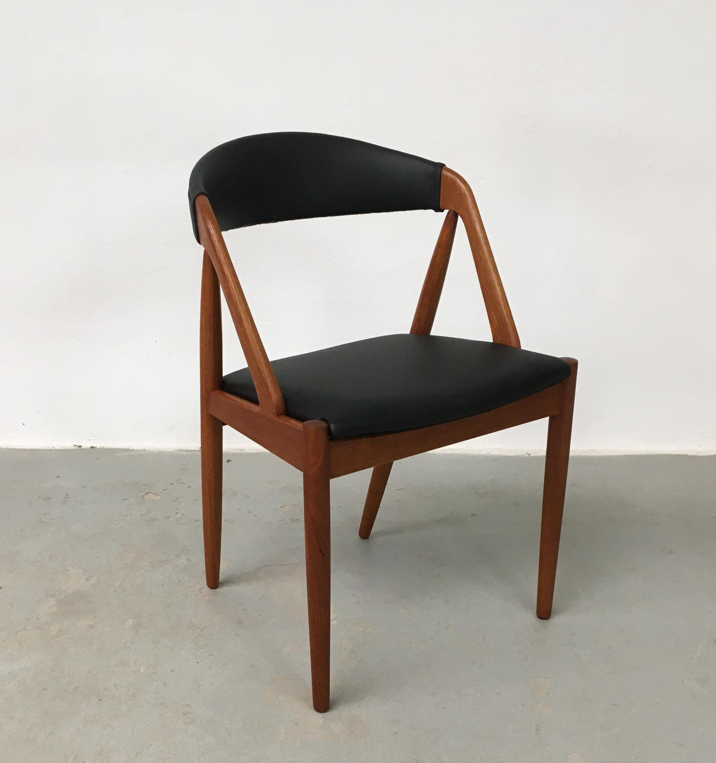 Scandinavian Modern Eight Restored Kai Kristiansen Teak Dining Chairs Custom Reupholstery Included For Sale