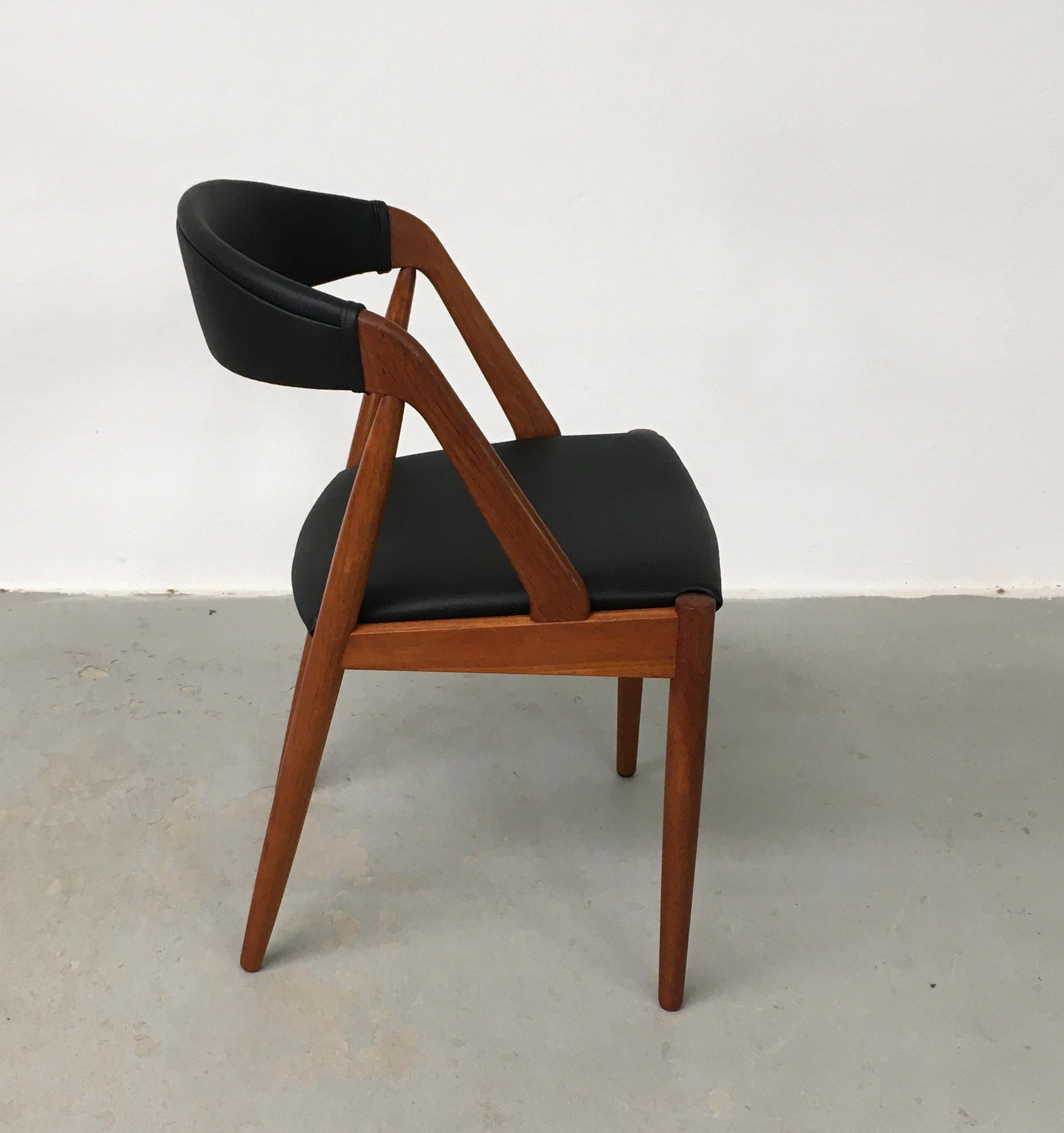 Danish Eight Restored Kai Kristiansen Teak Dining Chairs Custom Reupholstery Included For Sale