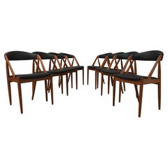 1960's Eight Fully Restored Kai Kristiansen Teak Dining Chairs Custom Upholstery