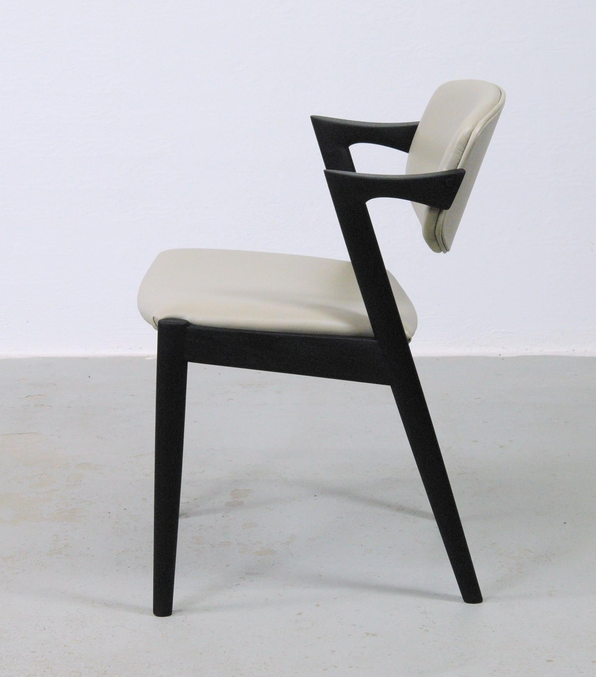 Eight Restored Ebonized Kai Kristiansen Dining Chairs Custom Upholstery Included For Sale 3