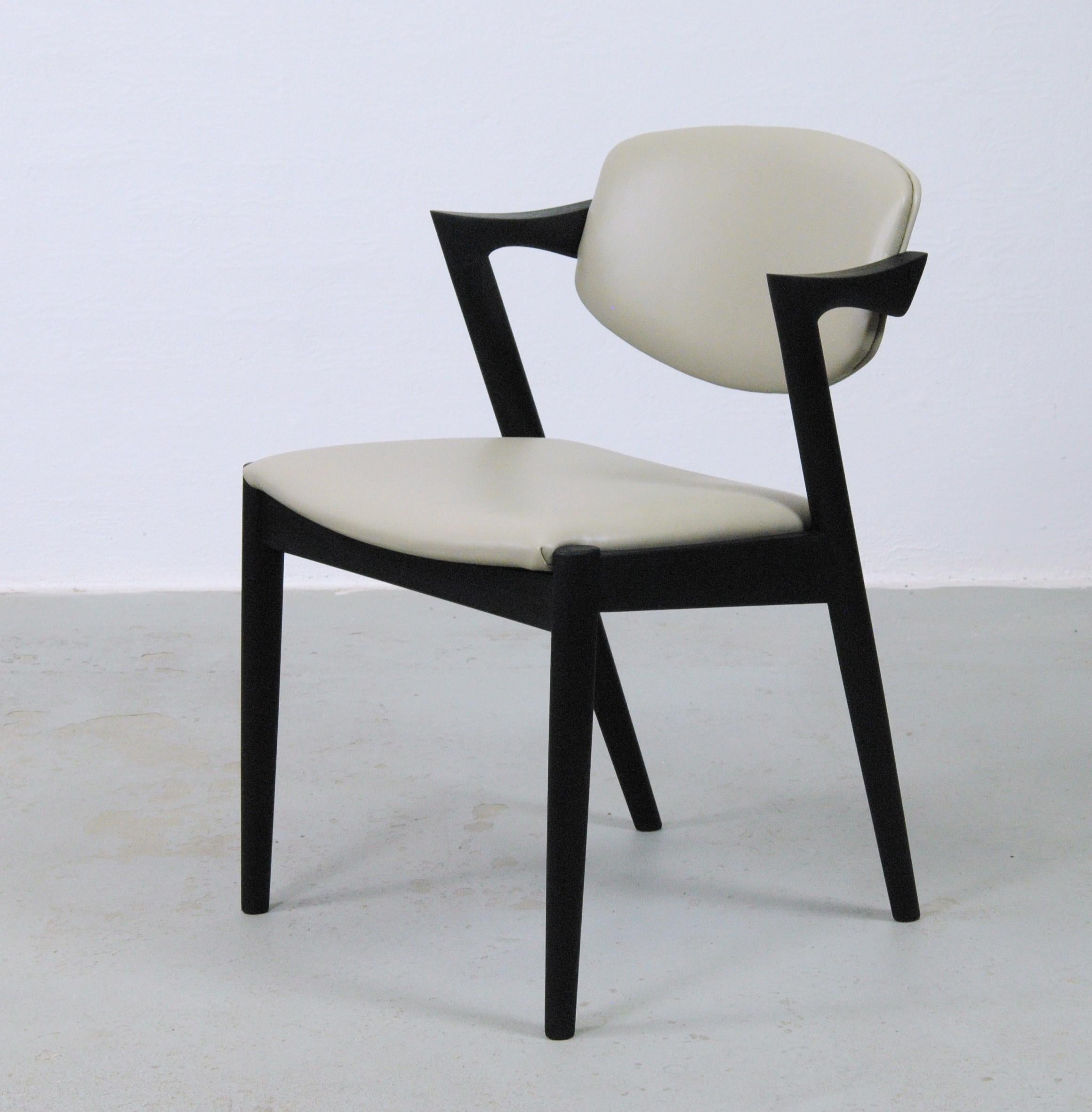 Eight Restored Ebonized Kai Kristiansen Dining Chairs Custom Upholstery Included For Sale 4