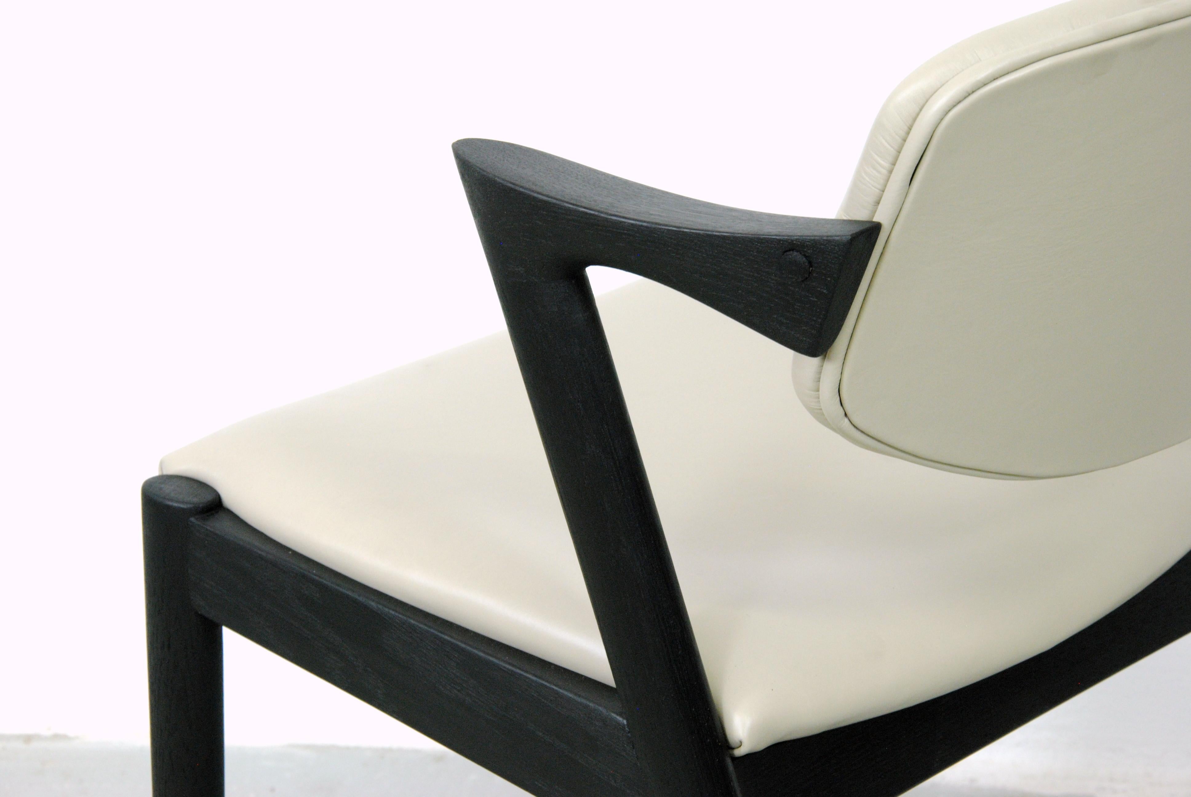 Eight Restored Ebonized Kai Kristiansen Dining Chairs Custom Upholstery Included For Sale 5