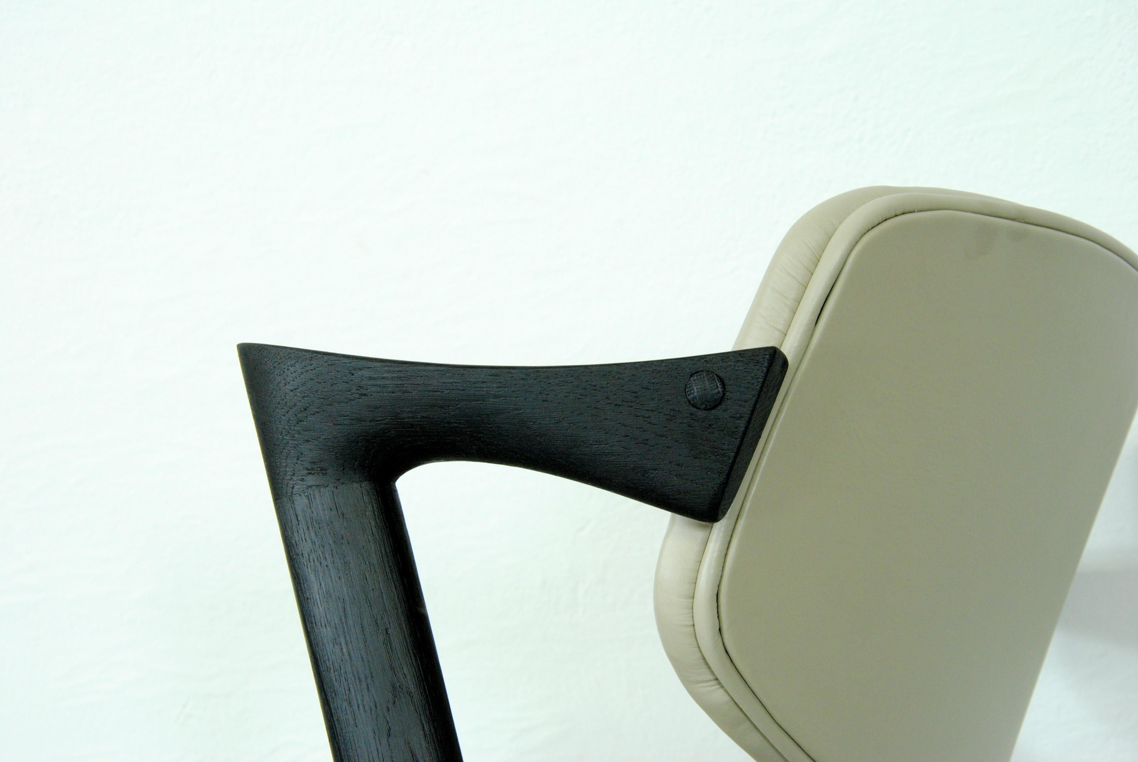 Eight Restored Ebonized Kai Kristiansen Dining Chairs Custom Upholstery Included For Sale 6