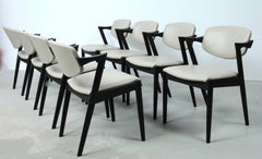 Eight Restored Ebonized Kai Kristiansen Dining Chairs Custom Upholstery Included