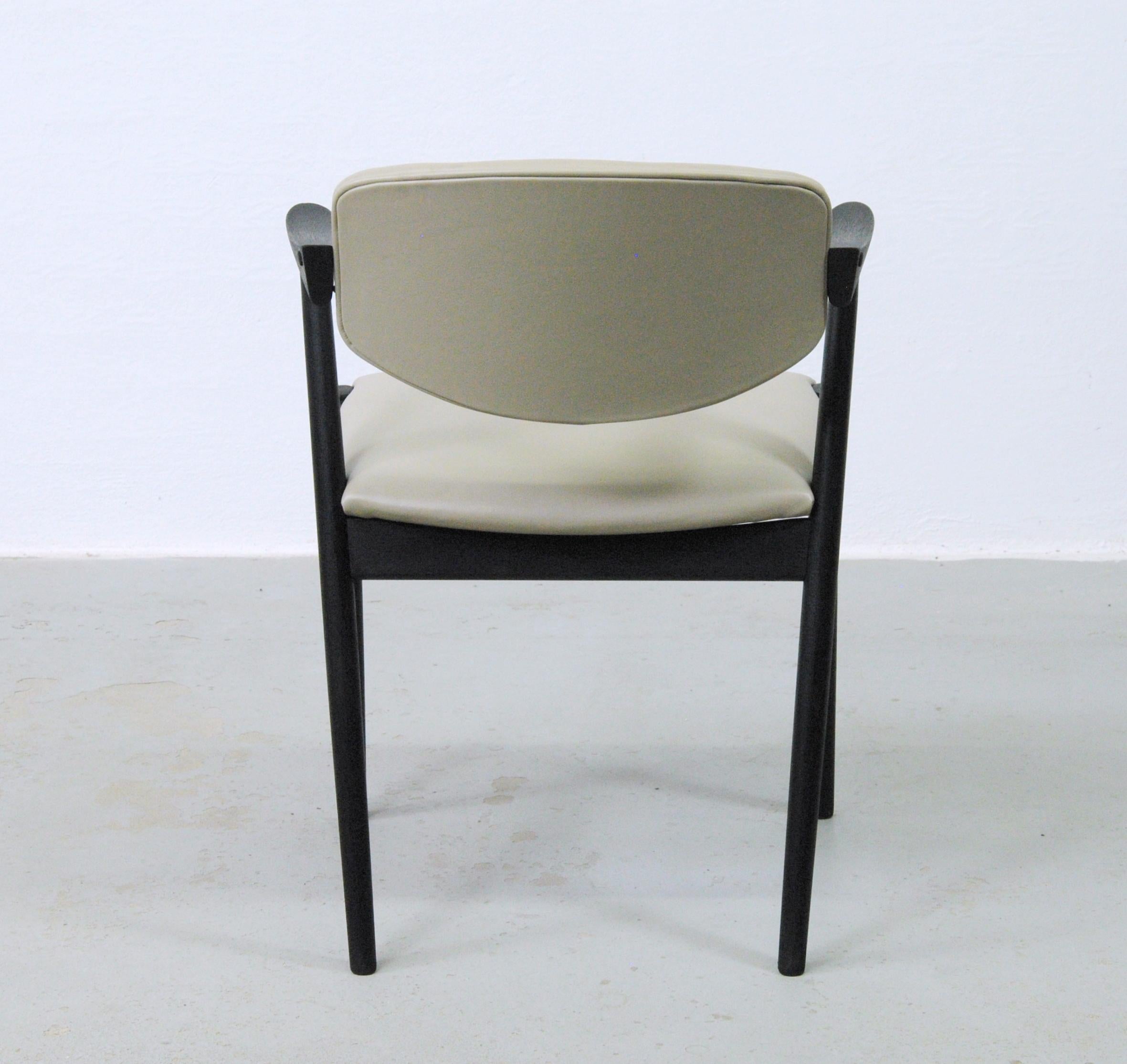 Eight Restored Ebonized Kai Kristiansen Dining Chairs Custom Upholstery Included For Sale 1
