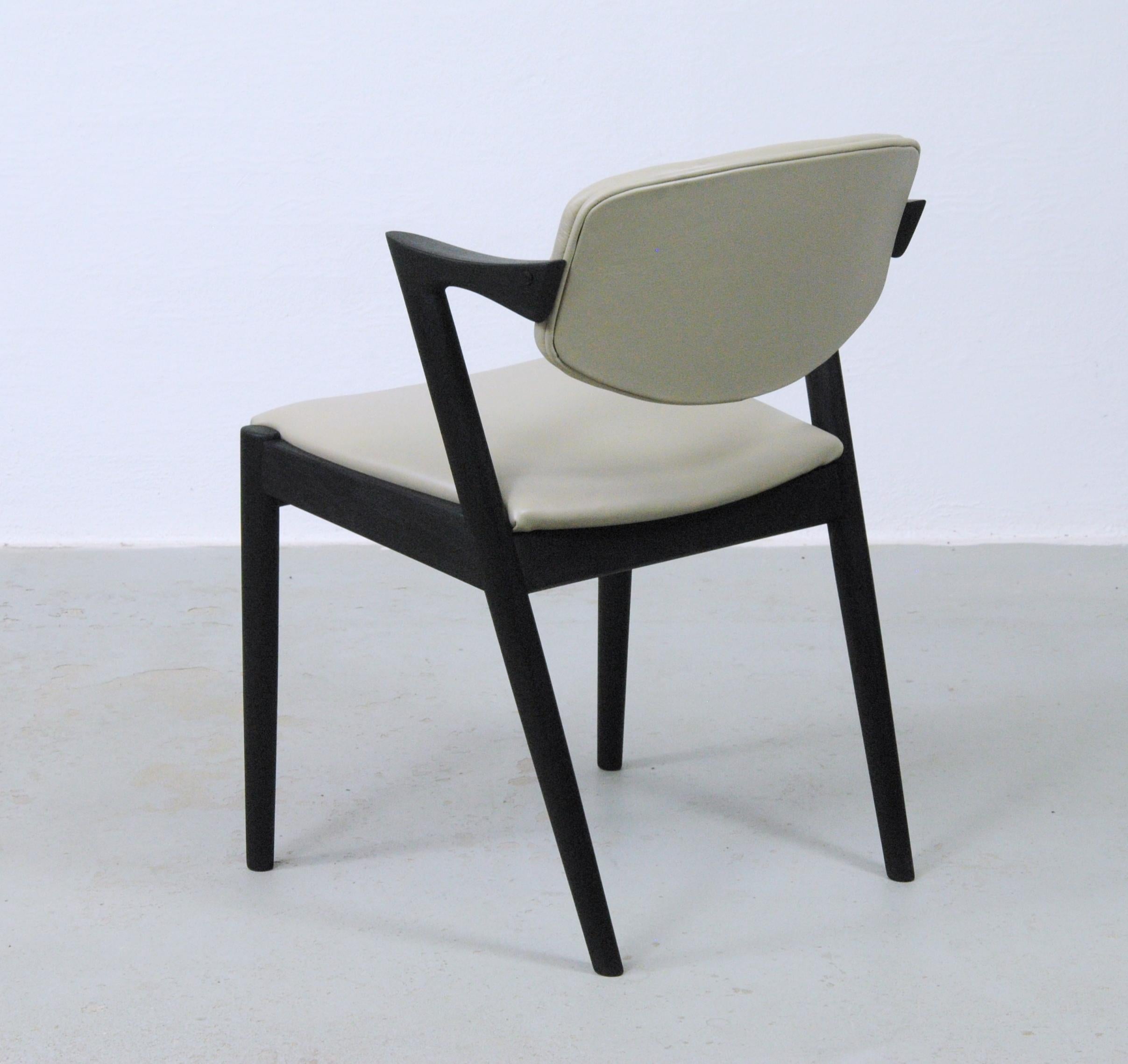 Eight Restored Ebonized Kai Kristiansen Dining Chairs Custom Upholstery Included For Sale 2