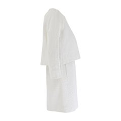 1960s Eisa Balenciaga Haute Couture White Cotton Dress Suit