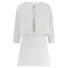 1960s Eisa Balenciaga Haute Couture White Cotton Dress Suit