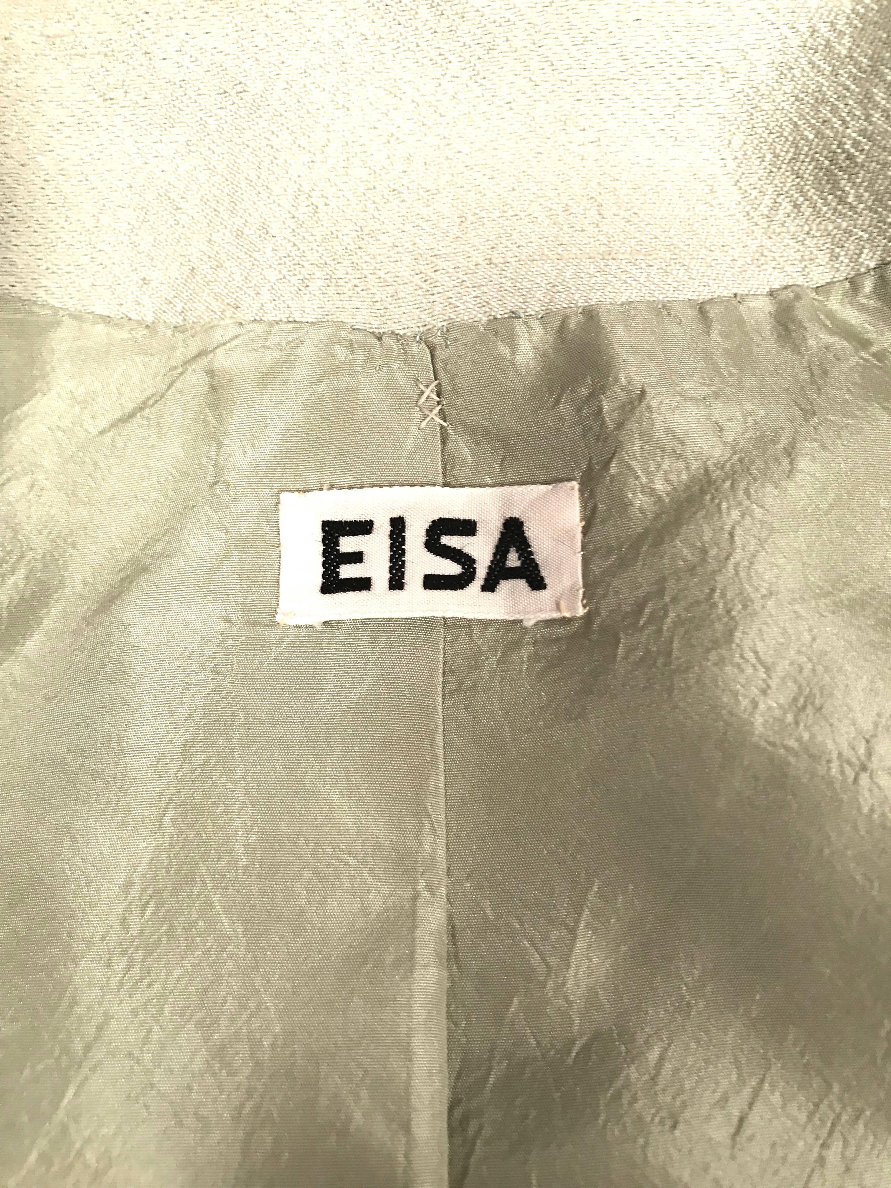 1960's EISA BALENCIAGA mint A-line haute couture coat In Good Condition For Sale In San Fransisco, CA