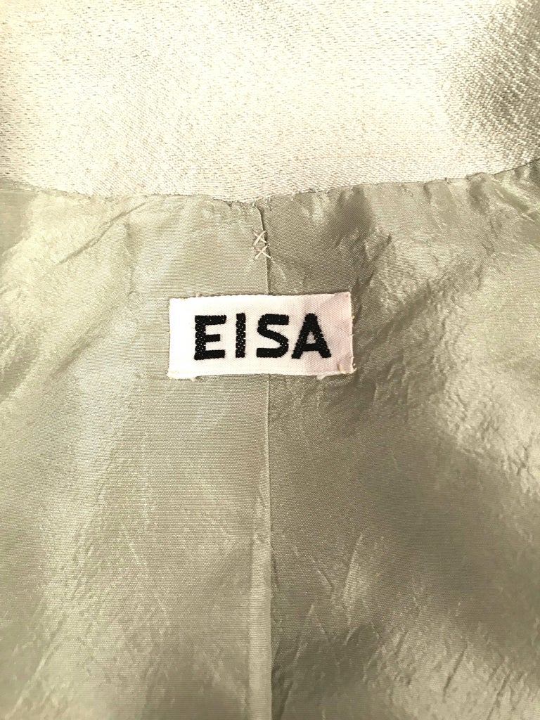 1960's EISA BALENCIAGA mint A-line haute couture coat For Sale at 1stDibs