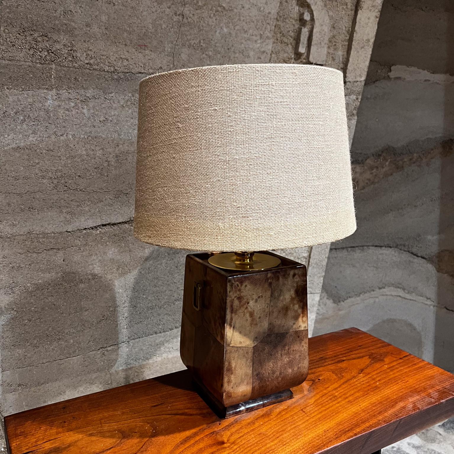 Mid-20th Century 1960s Aldo Tura Lacquered Parchment Bronze Table Lamp Italy For Sale