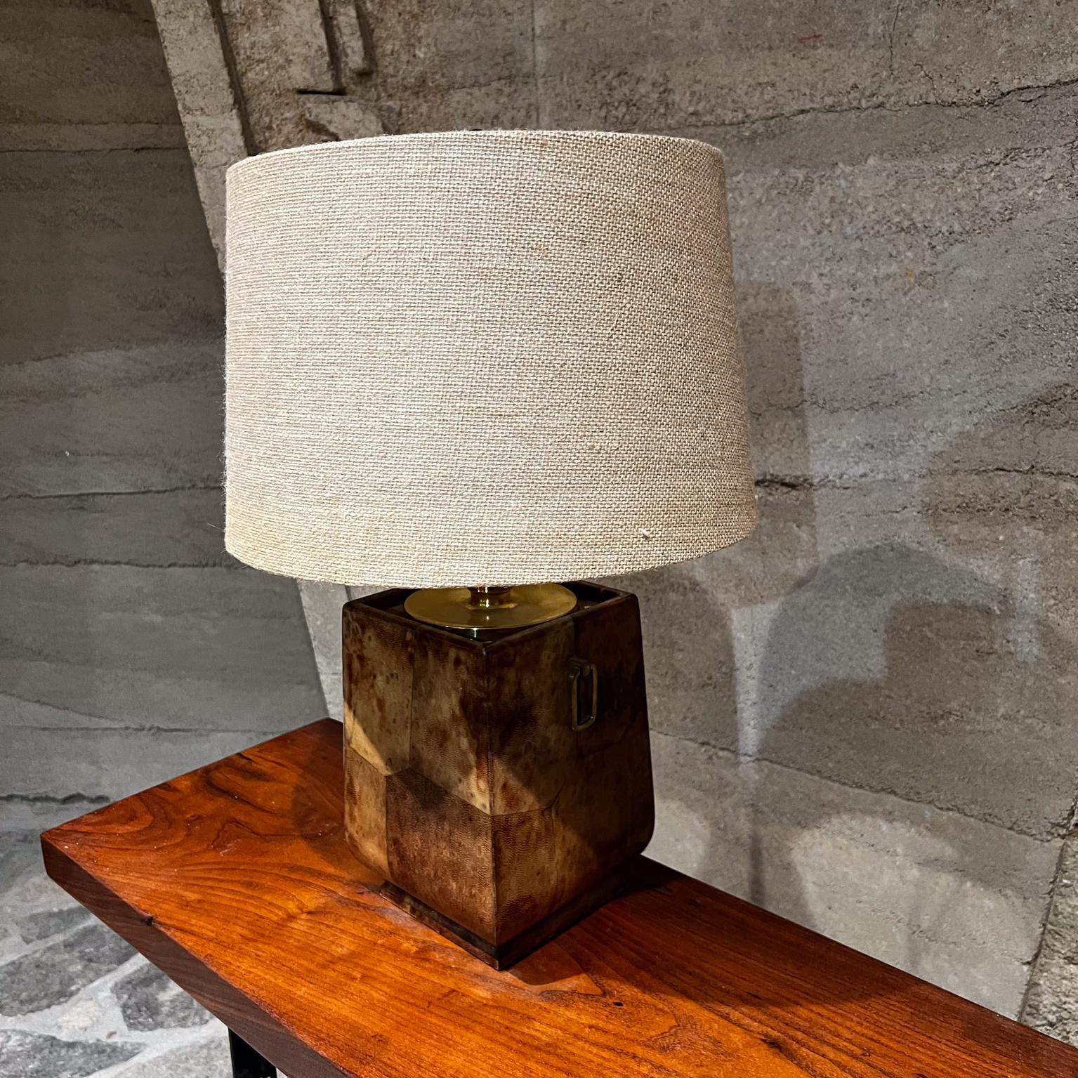 Brass 1960s Aldo Tura Lacquered Parchment Bronze Table Lamp Italy For Sale