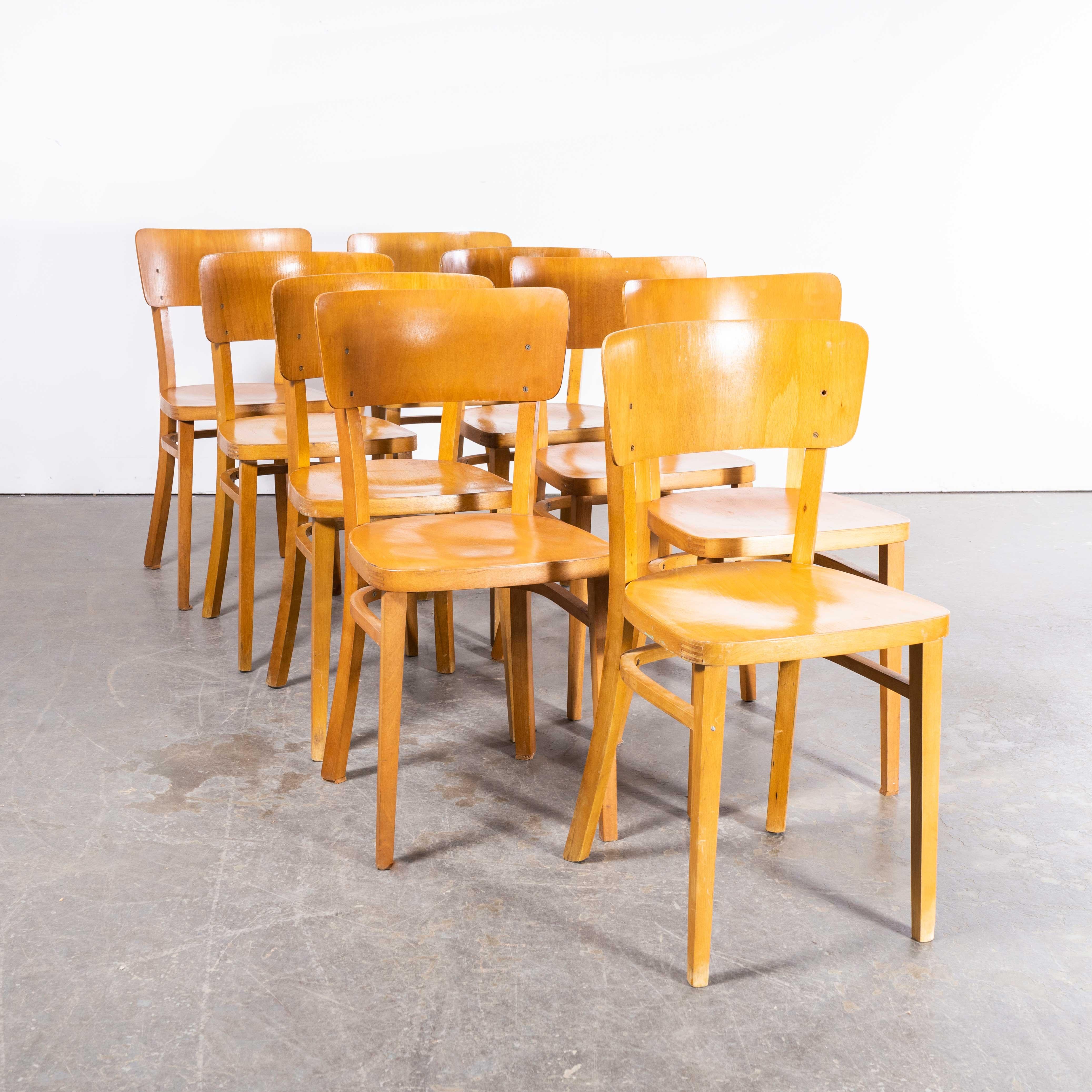 1960's Elegant Back Original Thonet Dining Chairs - Set Of Nine In Good Condition For Sale In Hook, Hampshire