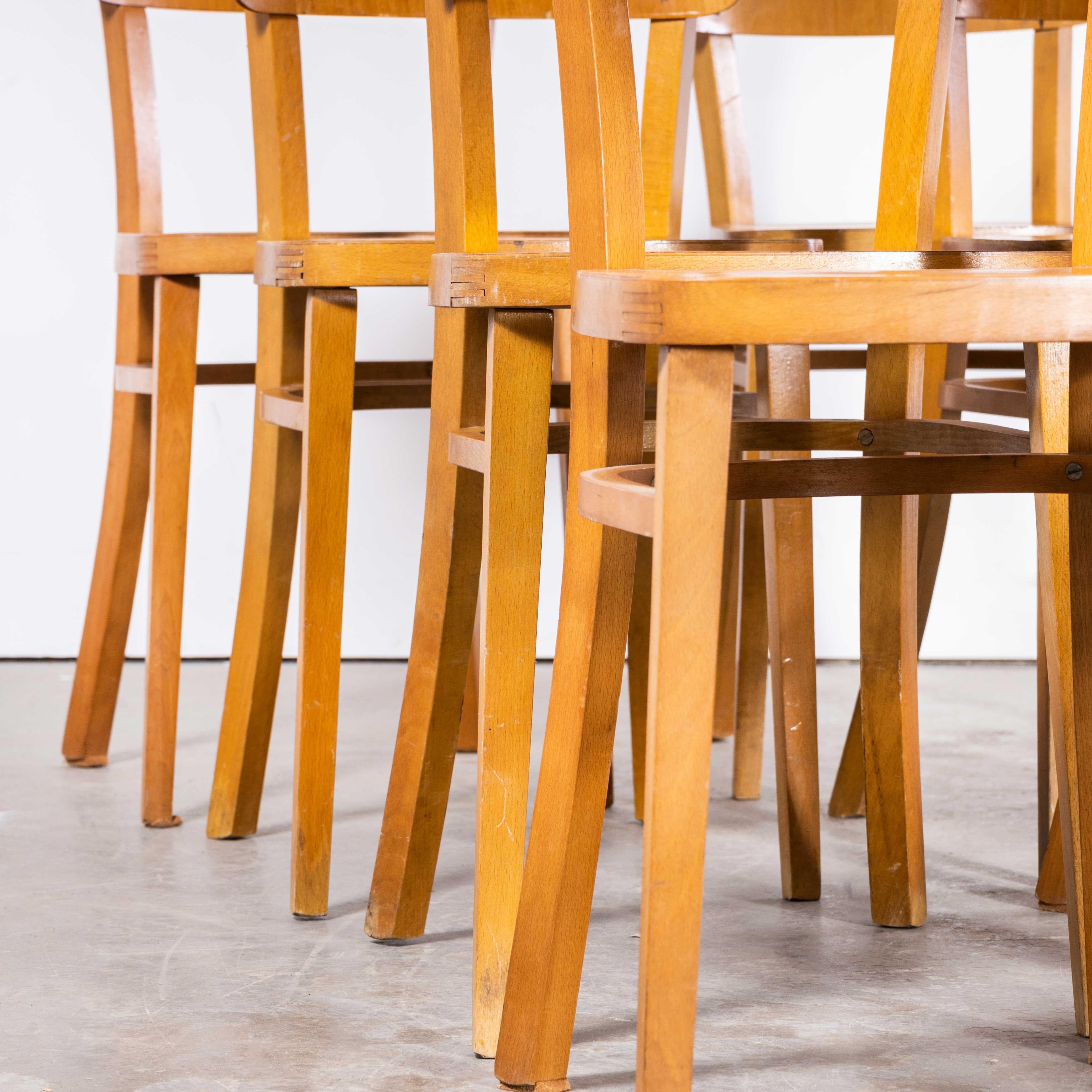 Mid-20th Century 1960's Elegant Back Original Thonet Dining Chairs - Set Of Nine For Sale