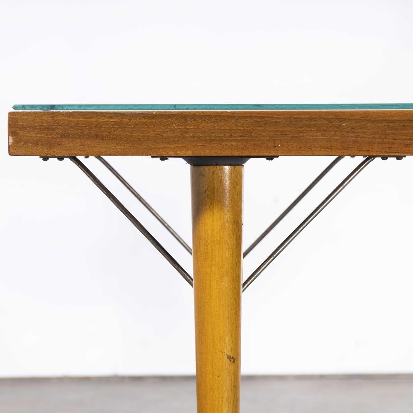 Beech 1960's Elegant Glass Top Occasional Table For Sale