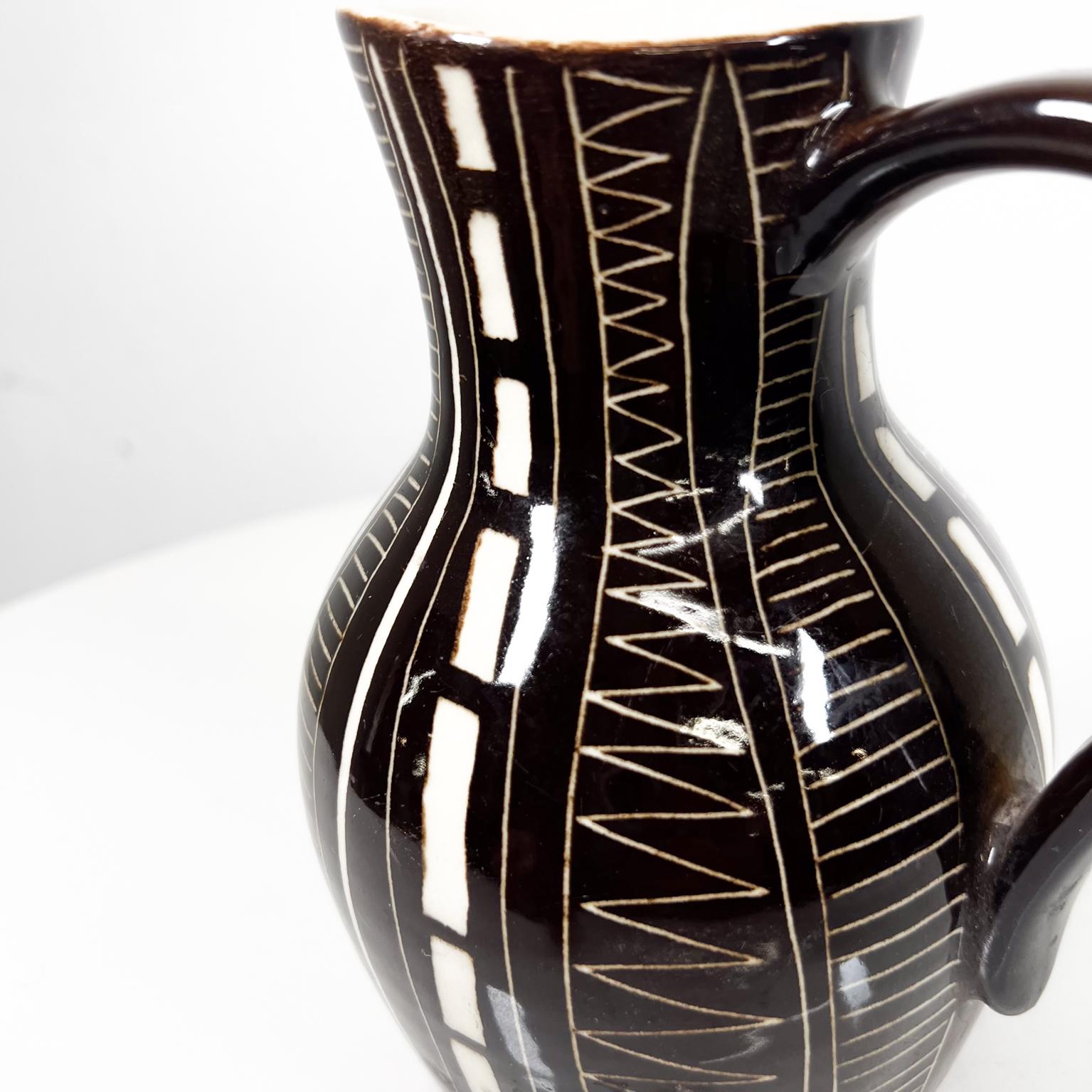 1960s Elegant Kaj Franck 1 Arabia Abstract Dark Brown Pitcher Finland 6