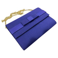 1960s Elegant Purple Silk and Brass Chain Italian Evening Clutch bag