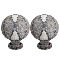 1960s Elegant Twin Shell Globes with Handcrafted Coastal Art, English