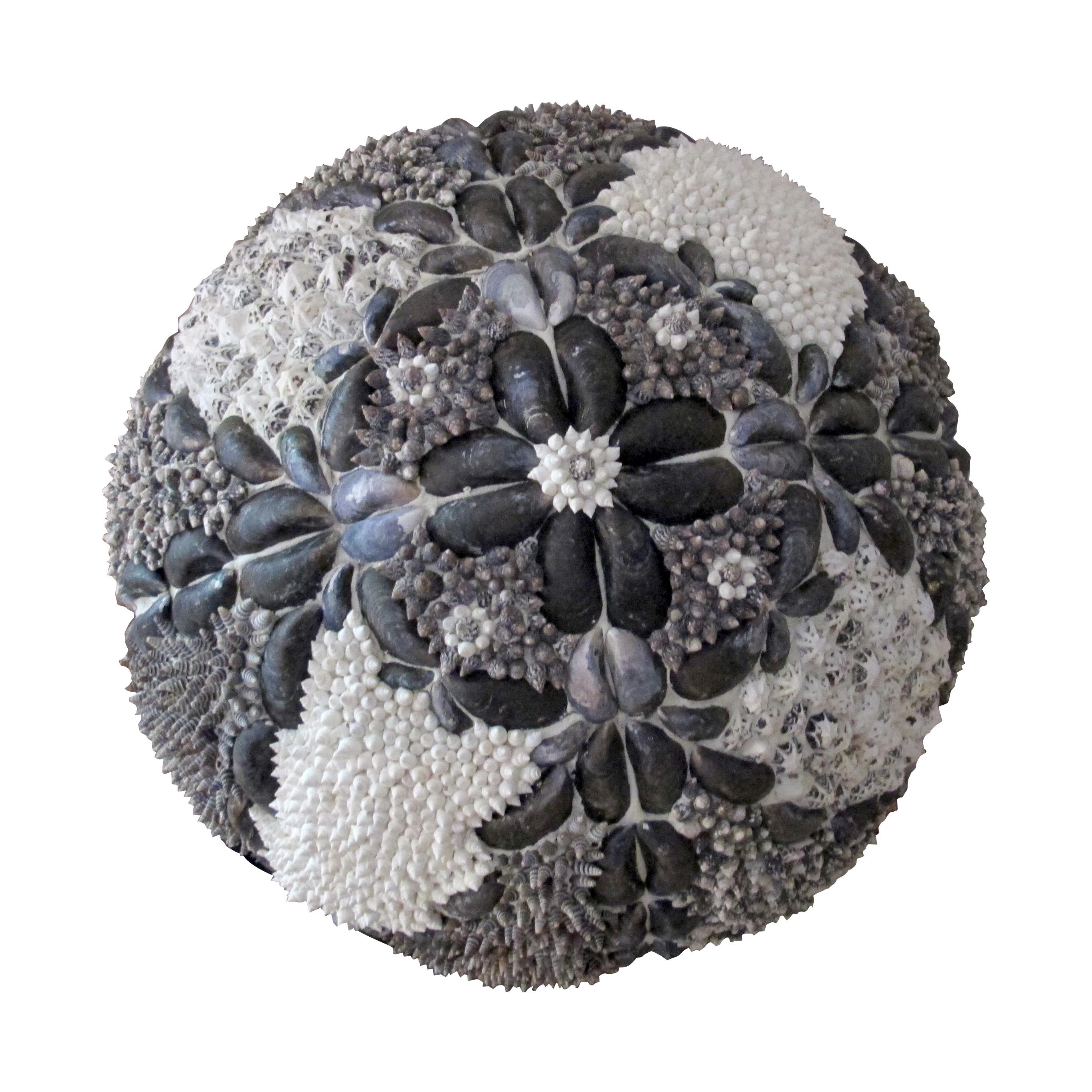Mid-20th Century 1960s Elegant Twin Shell Globes with Handcrafted Coastal Art, English For Sale
