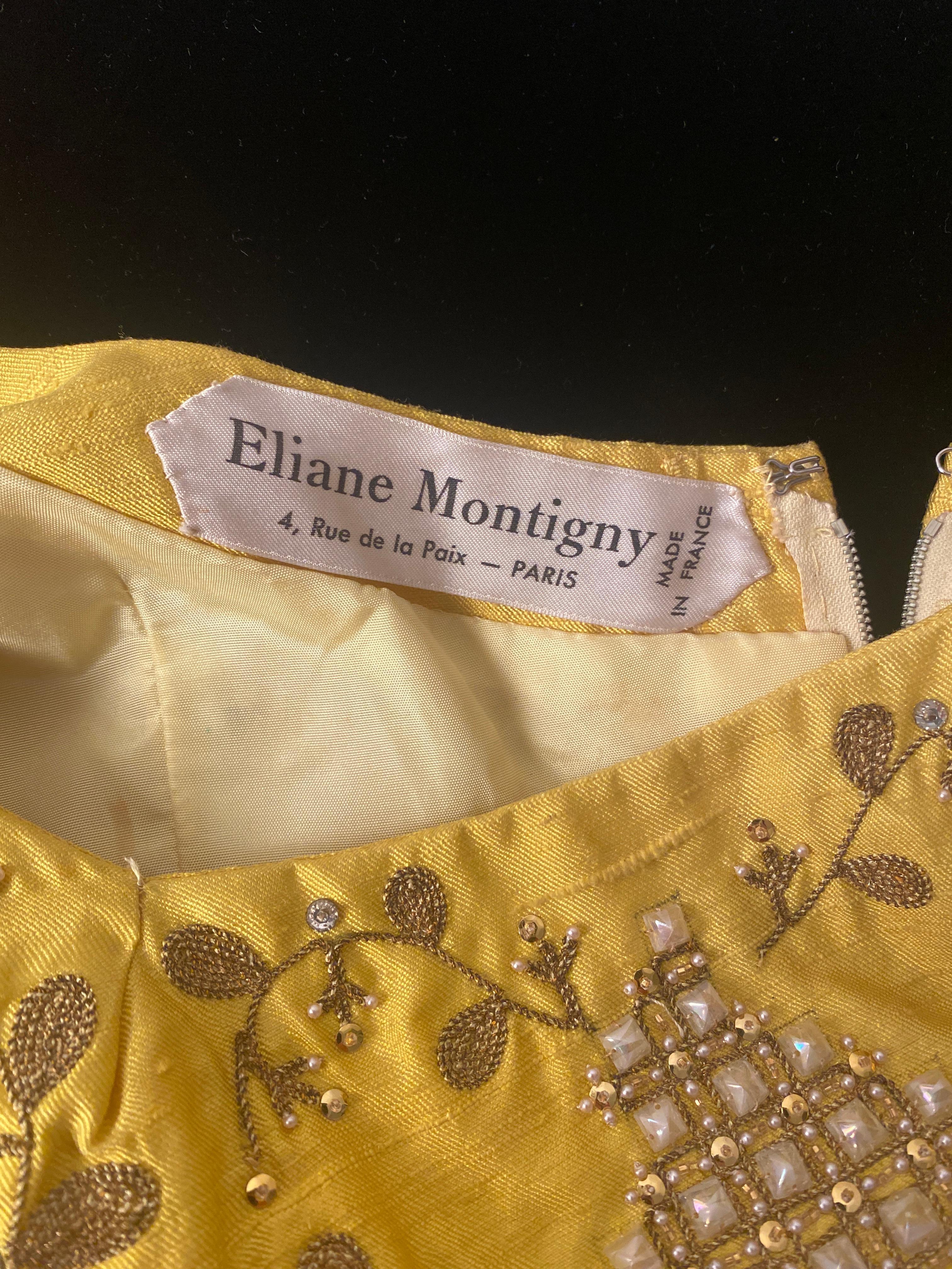 1960s Eliane Montigny French Couture Velvet and Silk Dress For Sale 1