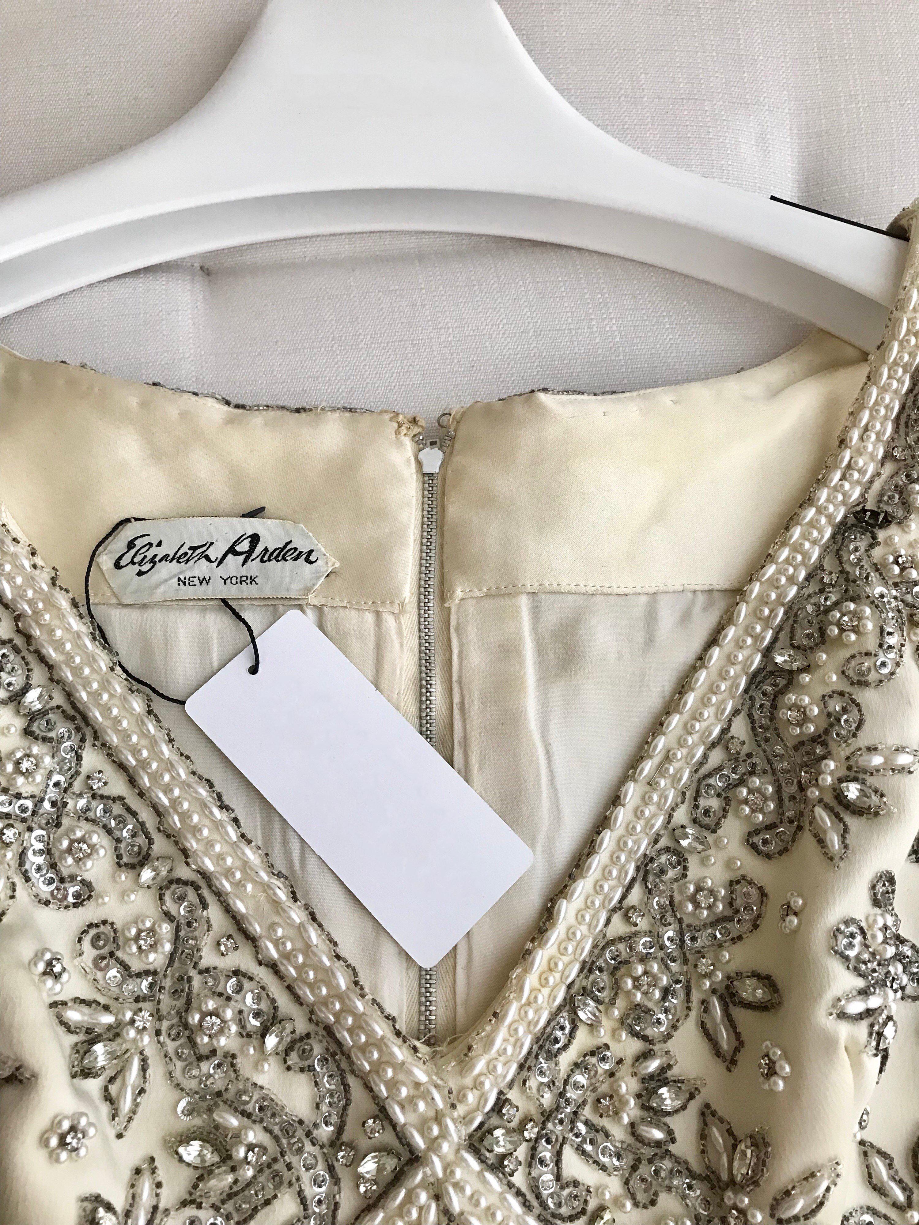 1960s Elizabeth Arden Creme Silk Sleeveless Gown 4