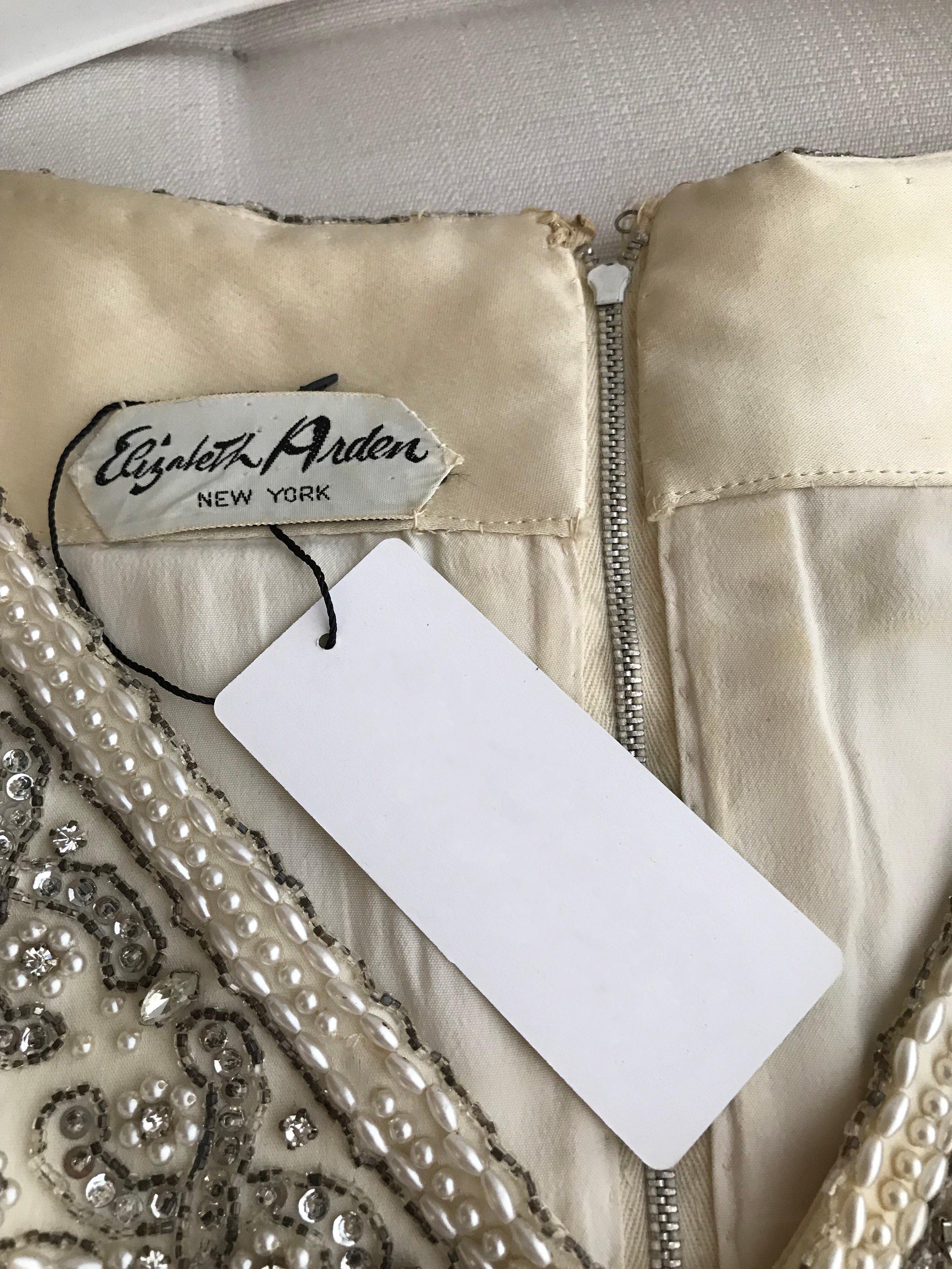 1960s Elizabeth Arden Creme Silk Sleeveless Gown 5