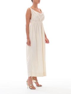 1960S ELIZABETH ARDEN Crepe De Chine in poliestere Vita Impero Dea Scollo a V, G