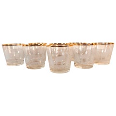 1960s Elk in the Forest Glass Bar Tumblers, Set of 8