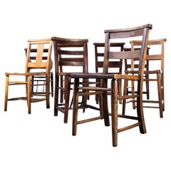 1960's Elm and Ash Church, Chapel Dining Chairs, Harlequin Set of Eight
