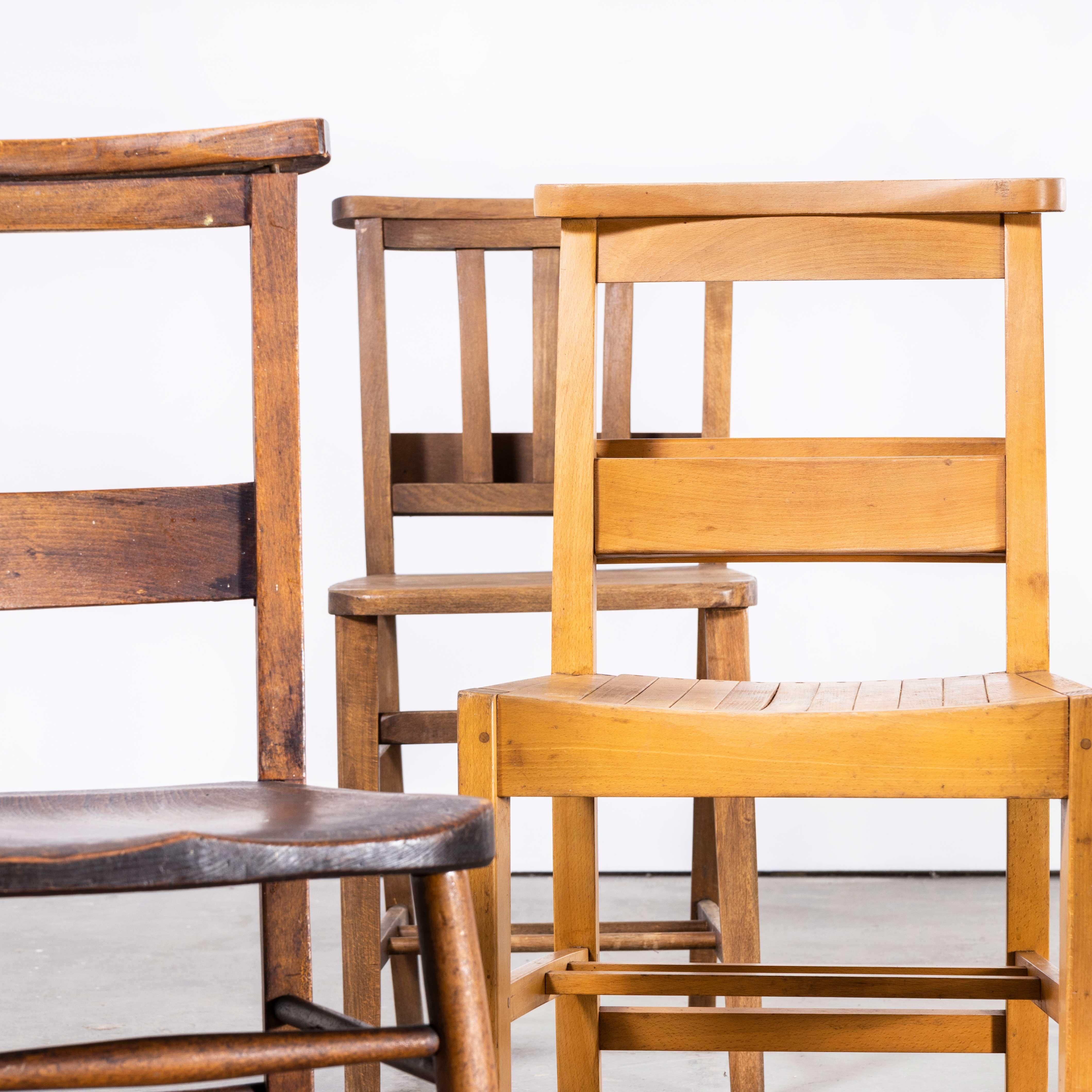 1960s Elm and Ash Church, Chapel Dining Chairs, Harlequin Set of Six 9