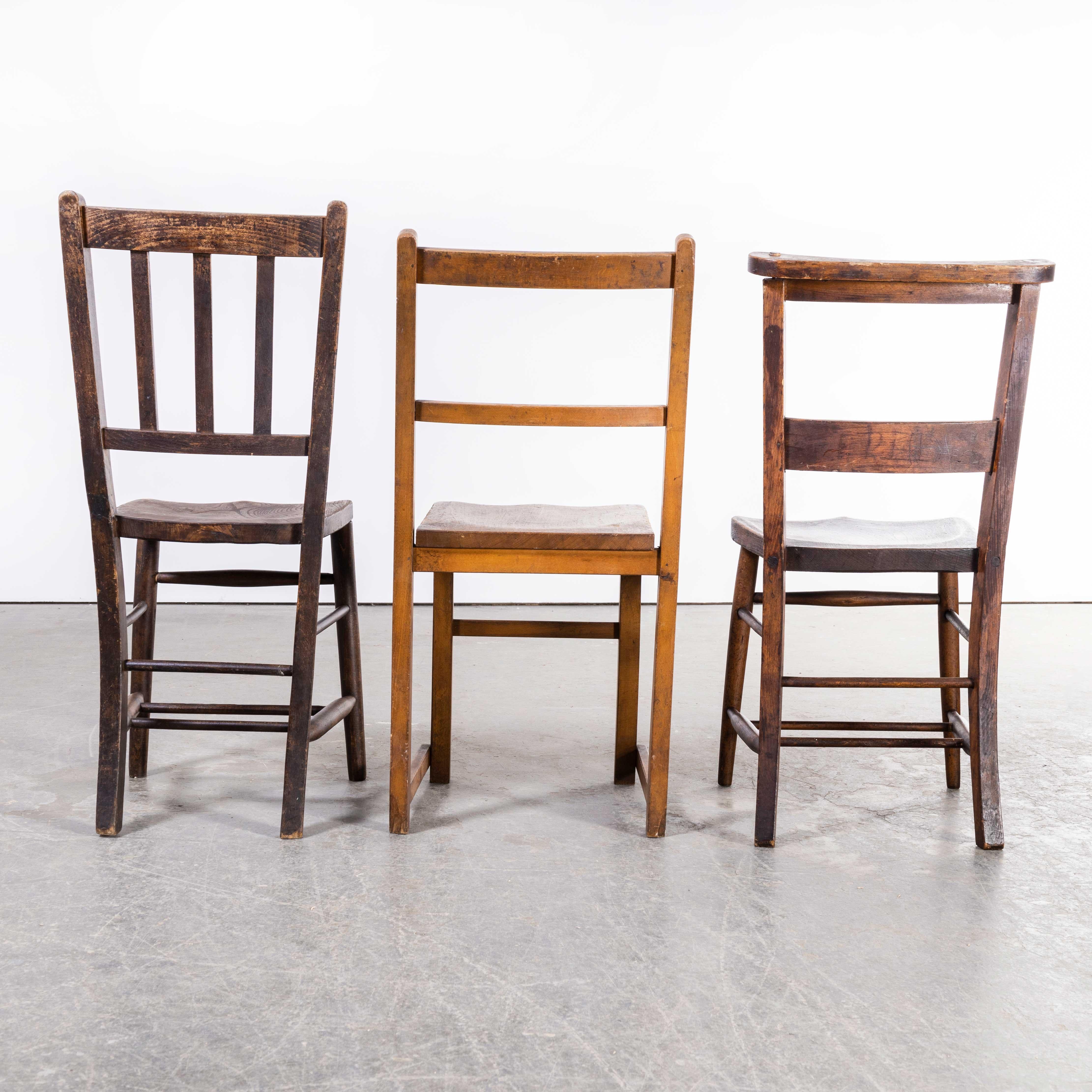 Mid-20th Century 1960s Elm and Ash Church, Chapel Dining Chairs, Harlequin Set of Six