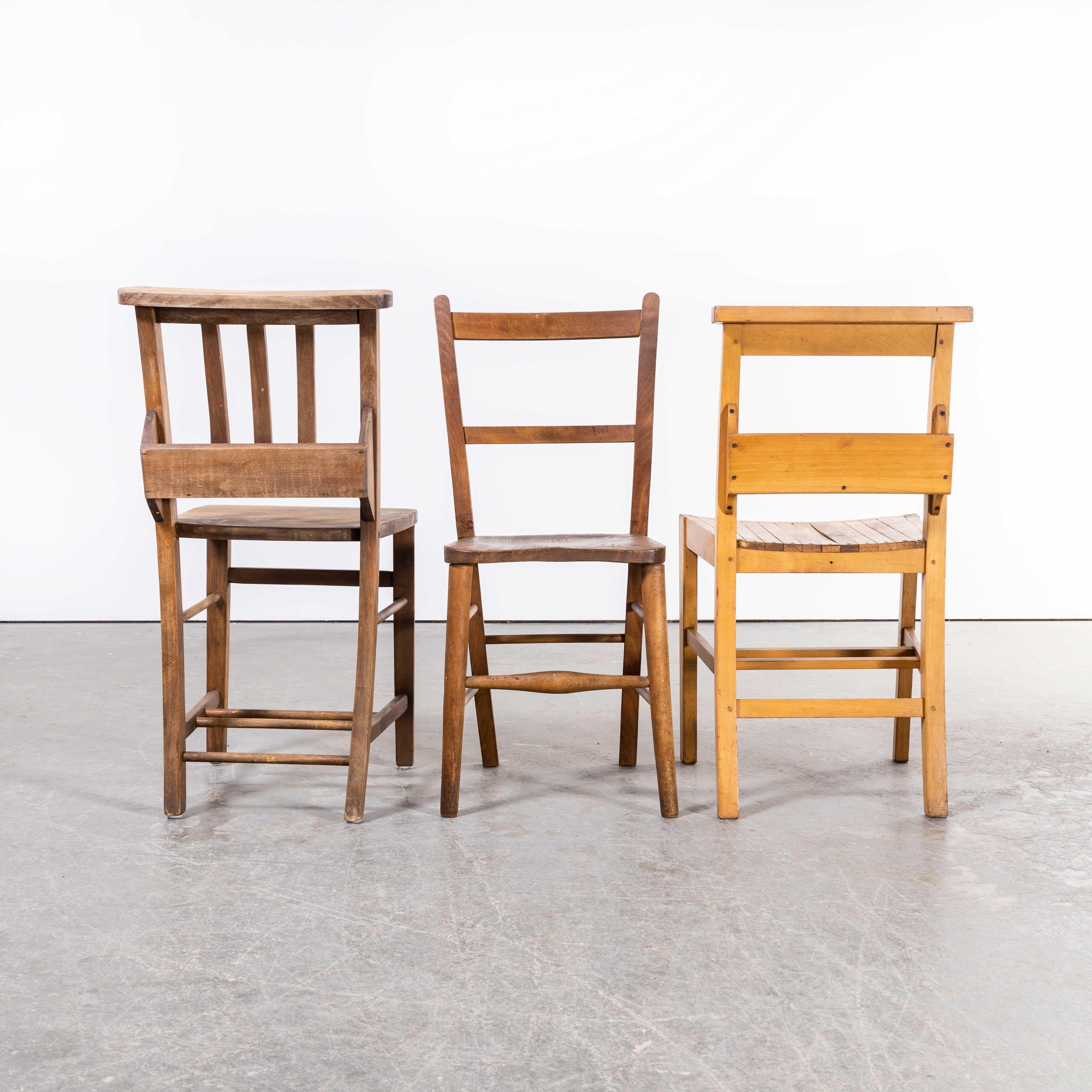 1960s Elm and Ash Church, Chapel Dining Chairs, Harlequin Set of Six 1