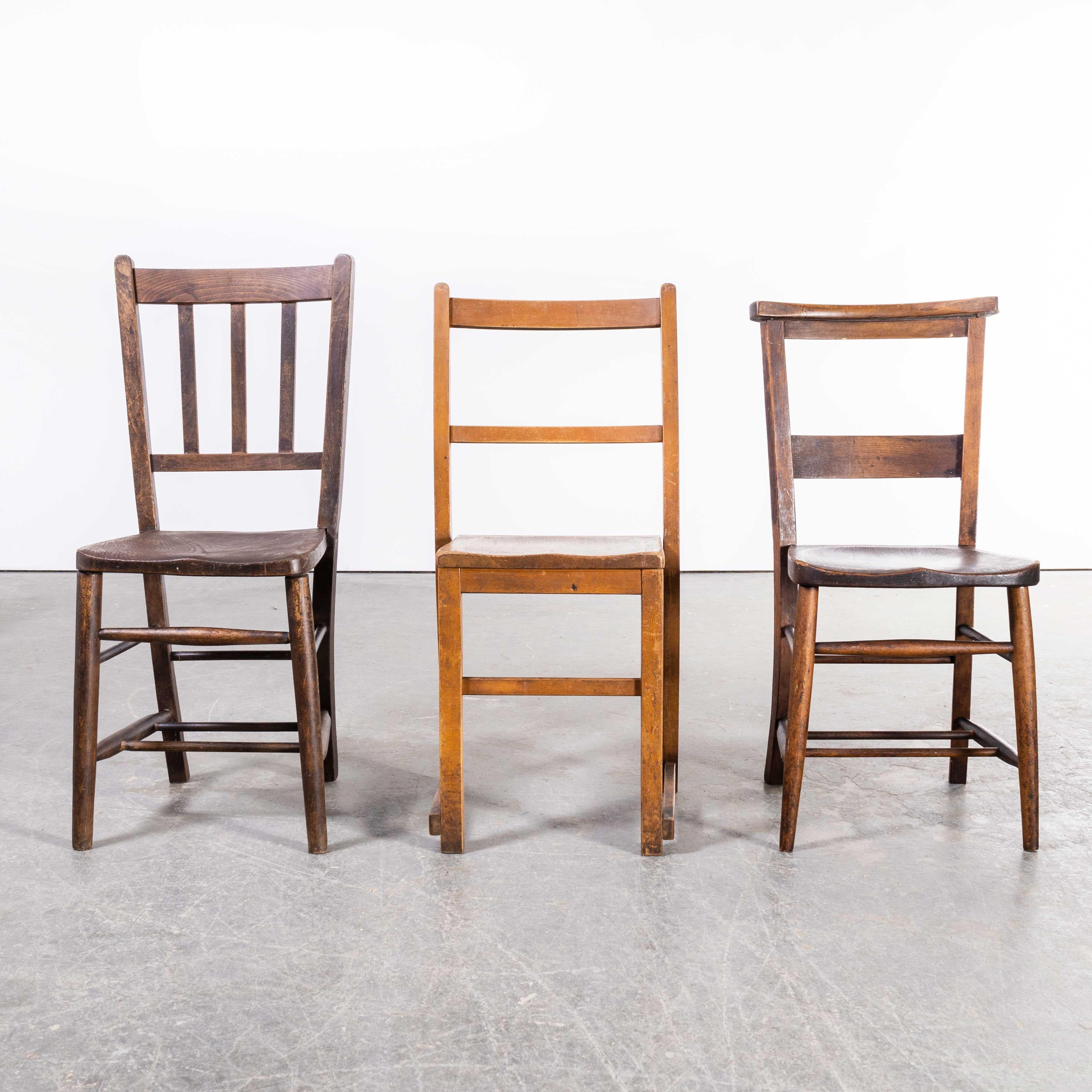 1960s Elm and Ash Church, Chapel Dining Chairs, Harlequin Set of Six 3