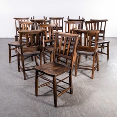1960's Elm and Ash Church, Chapel Dining Chairs, Set of Fifteen