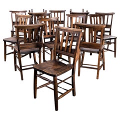 Vintage 1960's Elm and Ash Church, Chapel Dining Chairs, Set of Fifteen