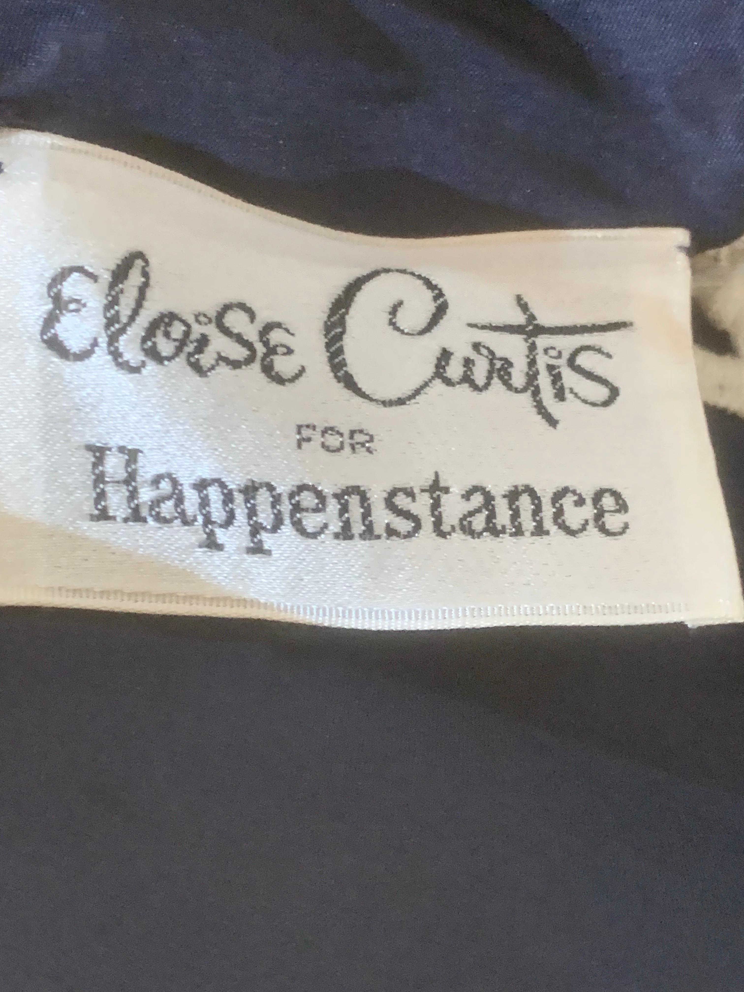 1960s Eloise Curtis Navy Blue Silk Halter Backless Dress w Lace Trim & Shawl For Sale 10