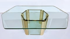 1960s Elongated Hexoganal Leon Rosen Pace Coffee Table in Brass and Glass