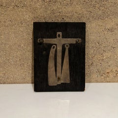 1960s Emaus Talleres Wall Art Modernist Sterling Silver Cross on Mahogany Mexico