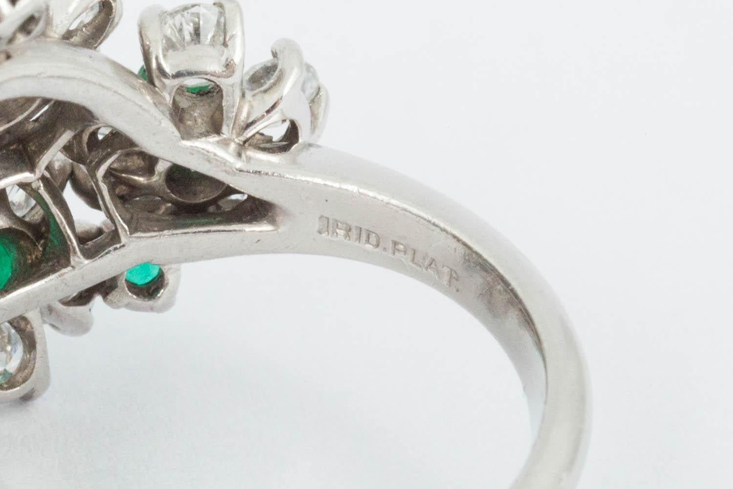 Women's 1960s Emerald and Diamond Flower Ring by Oscar Heyman For Sale