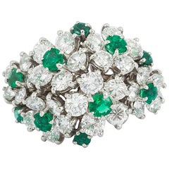 1960s Emerald and Diamond Flower Ring by Oscar Heyman